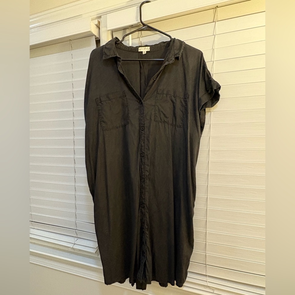Wonderly Black Button-Up Dress